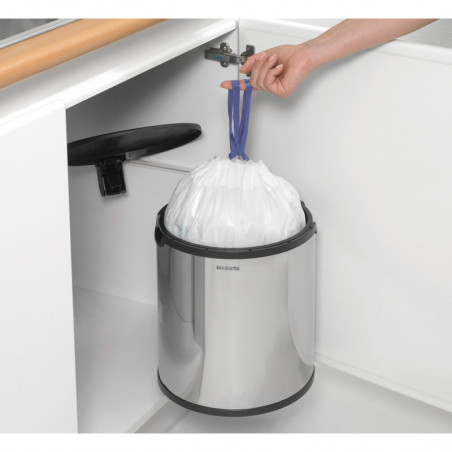 Brabantia Coș încorporabil 647044, 15 L, Deschidere largă, Coș interior din plastic, Inox