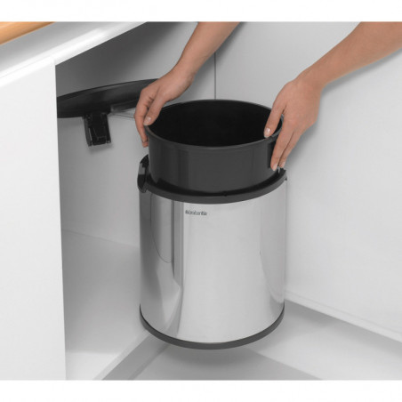 Brabantia Coș încorporabil 647044, 15 L, Deschidere largă, Coș interior din plastic, Inox