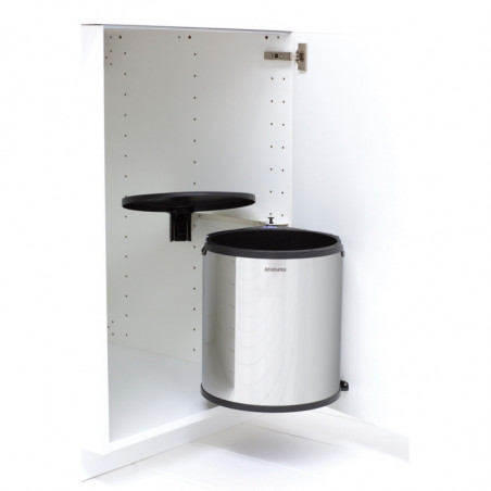 Brabantia Coș încorporabil 647044, 15 L, Deschidere largă, Coș interior din plastic, Inox
