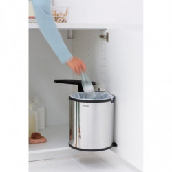 Brabantia Coș încorporabil 647044, 15 L, Deschidere largă, Coș interior din plastic, Inox