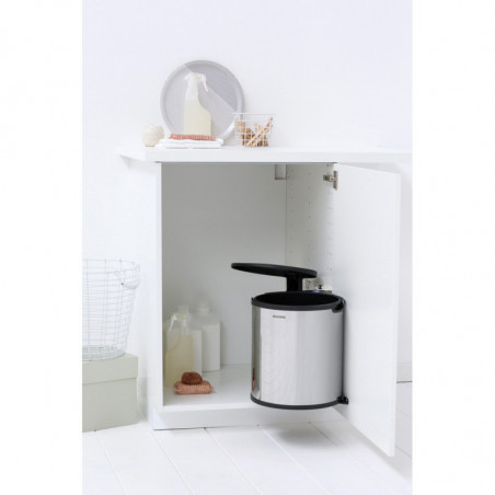 Brabantia Coș încorporabil 647044, 15 L, Deschidere largă, Coș interior din plastic, Inox