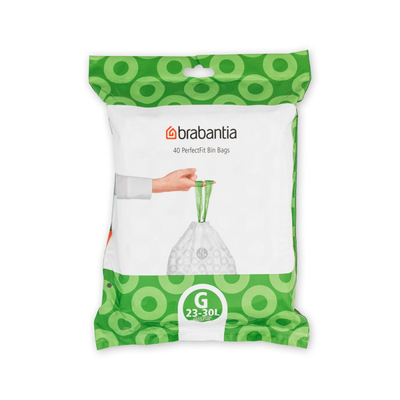 Brabantia dimensiune sac de gunoi 647064 G, 23-30L, 40 bucăți, alb