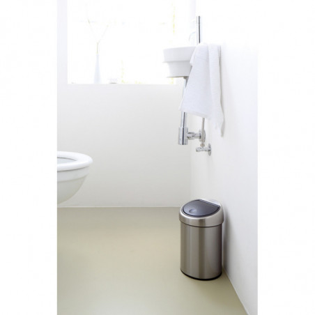 Cos de gunoi Brabantia Touch Bin 647211, 3 L, Deschidere lina si silentioasa, Montare pe perete, Inox/Mat