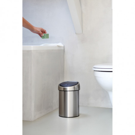 Cos de gunoi Brabantia Touch Bin 647211, 3 L, Deschidere lina si silentioasa, Montare pe perete, Inox/Mat