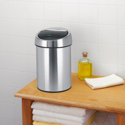 Cos de gunoi Brabantia Touch Bin 647211, 3 L, Deschidere lina si silentioasa, Montare pe perete, Inox/Mat