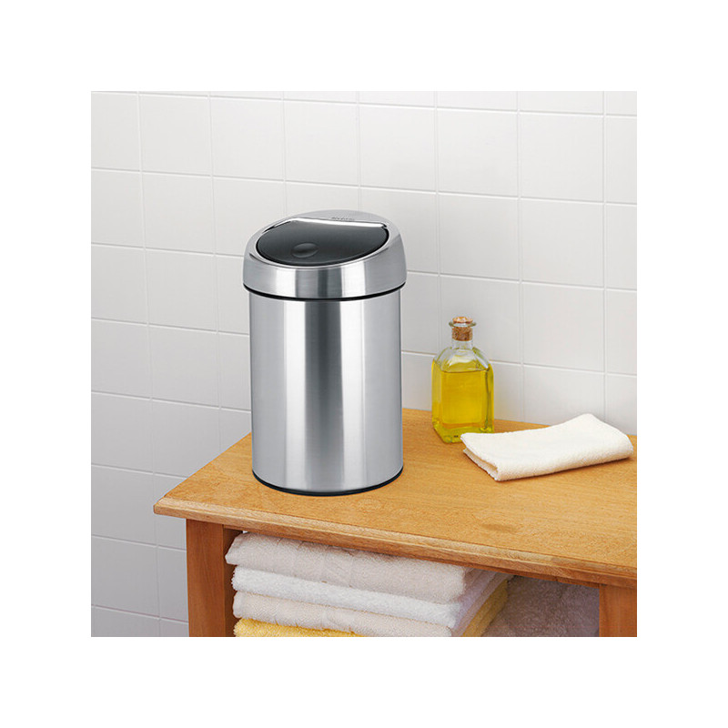 Cos de gunoi Brabantia Touch Bin 647211, 3 L, Deschidere lina si silentioasa, Montare pe perete, Inox/Mat