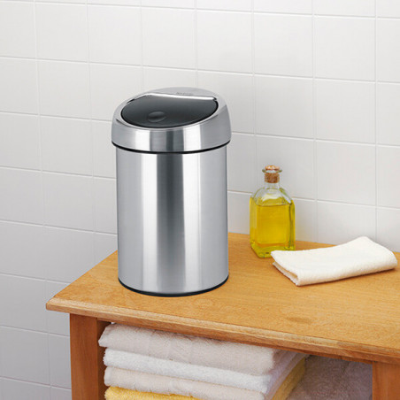 Cos de gunoi Brabantia Touch Bin 647211, 3 L, Deschidere lina si silentioasa, Montare pe perete, Inox/Mat