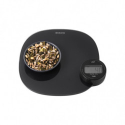 Cantar de bucatarie Brabantia Tasty+ 1001253, Pana la 5 kg, Nu necesita baterii, Tare, Afisaj digital, Gri inchis