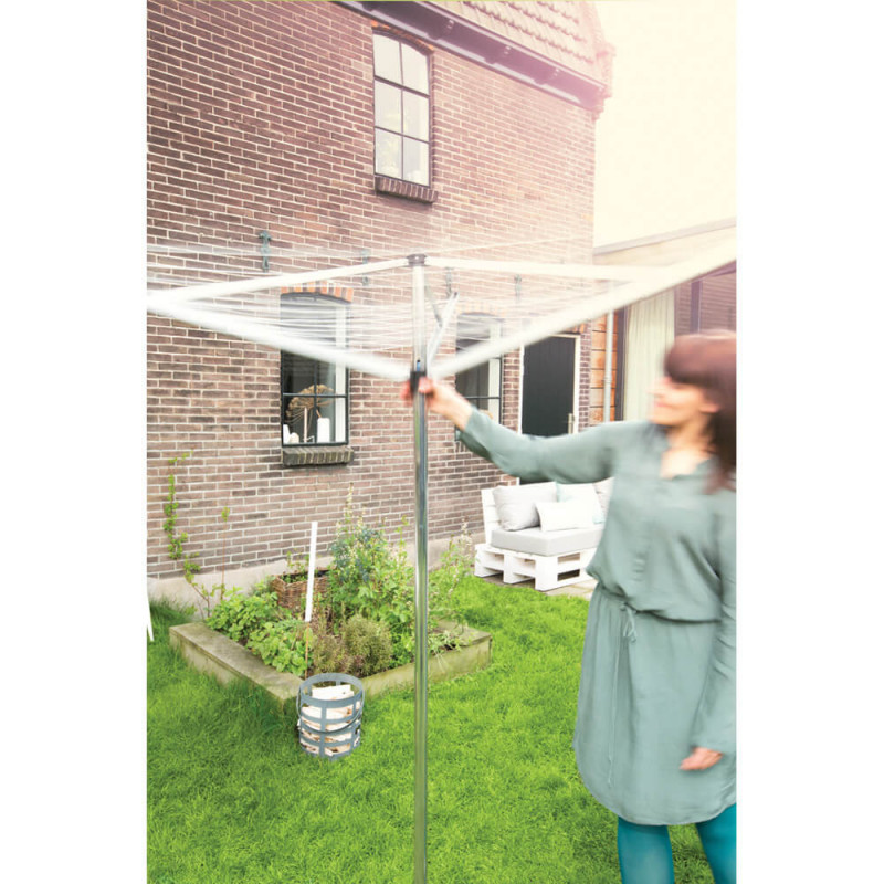 Uscator de rufe pentru exterior Brabantia Essential 1003460, 30 m, Baza pentru beton, Husa, Rezistent la coroziune, Inox