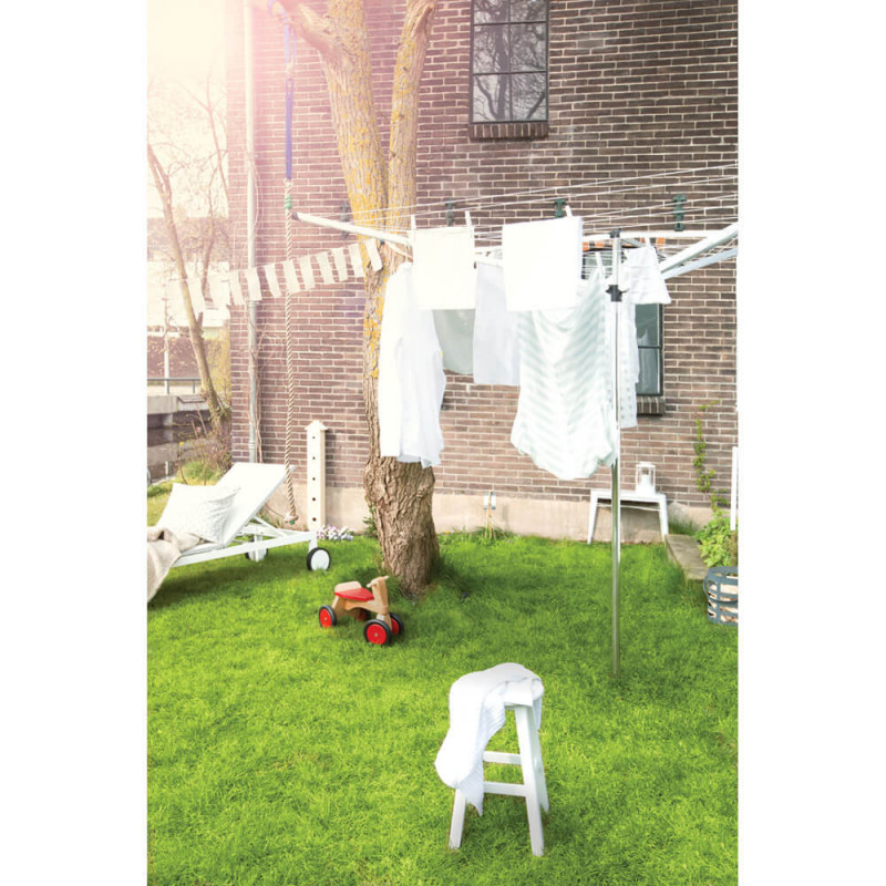 Uscator de rufe pentru exterior Brabantia Essential 1003460, 30 m, Baza pentru beton, Husa, Rezistent la coroziune, Inox