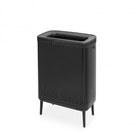 Cos de rufe Brabantia Bo 1004177, 2x45 L, Umplere fara deschidere, Orificii aerisire, Picioare reglabile, Negru