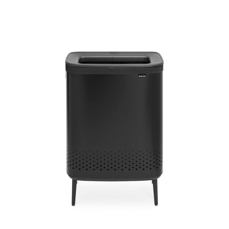 Cos de rufe Brabantia Bo 1004177, 2x45 L, Umplere fara deschidere, Orificii aerisire, Picioare reglabile, Negru