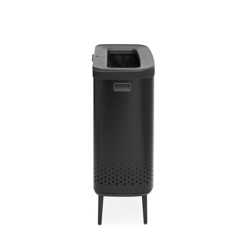 Cos de rufe Brabantia Bo 1004177, 2x45 L, Umplere fara deschidere, Orificii aerisire, Picioare reglabile, Negru