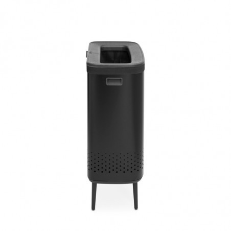 Cos de rufe Brabantia Bo 1004177, 2x45 L, Umplere fara deschidere, Orificii aerisire, Picioare reglabile, Negru