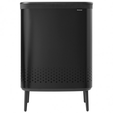 Cos de rufe Brabantia Bo 1004177, 2x45 L, Umplere fara deschidere, Orificii aerisire, Picioare reglabile, Negru