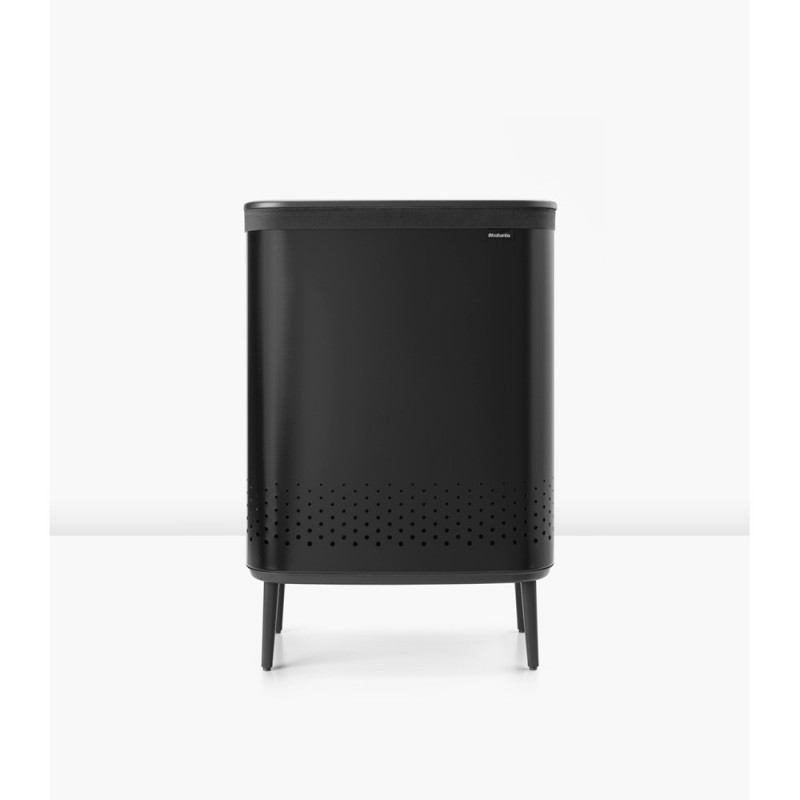 Cos de rufe Brabantia Bo 1004177, 2x45 L, Umplere fara deschidere, Orificii aerisire, Picioare reglabile, Negru