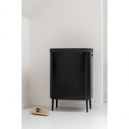 Cos de rufe Brabantia Bo 1004177, 2x45 L, Umplere fara deschidere, Orificii aerisire, Picioare reglabile, Negru