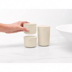 Set 3 recipiente depozitare Brabantia ReNew 1006269, 3 cutii, Fund moale anti-alunecare, Bej