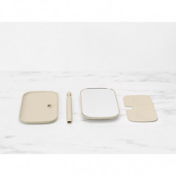 Oglinda cu suport pentru accesorii Brabantia ReNew 1006271, 28.3x20x12.6 cm, Baza antiderapanta, Reglabila la 360°, Bej