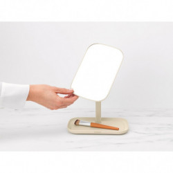 Oglinda cu suport pentru accesorii Brabantia ReNew 1006271, 28.3x20x12.6 cm, Baza antiderapanta, Reglabila la 360°, Bej