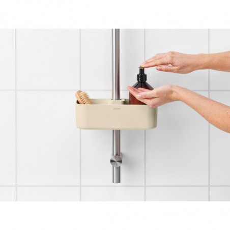 Organizator pentru dus Brabantia ReNew 1006272, 7.5x13.3x24.4 cm, Orificii scurgere apa, Rezistent la coroziune, Bej