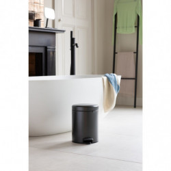 Cos cu pedala Brabantia NewIcon 1008838, 5 L, Inchidere lina, Baza antiderapanta, Gri inchis