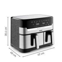Friteuza cu aer cald Tefal Dual Easy Fry & Grill EY905D10, 2750 W, 5.1+3.2 L, 40-200°C, 2.2 kg, 8 programe, display LCD, Sync, Negru/Inox