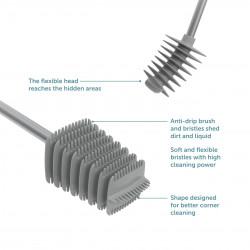 Perie de toaleta Trebonn 3025150, Cap rotativ la 360°, Alb/Gri