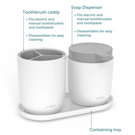 Organizator pentru baie Trebonn 3025140, Detasabil, Antiderapant, Alb/Gri