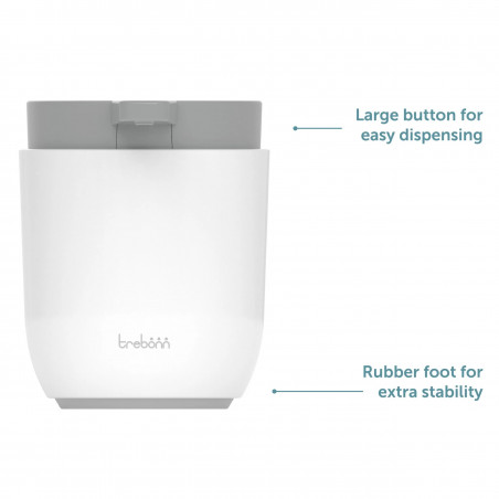 Dispenser sapun lichid Trebonn 3025120, 300 ml, 11x9x9 cm, Actiune prin apasare, Deschidere larga, Alb/Gri