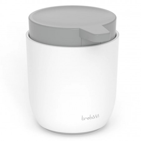 Dispenser sapun lichid Trebonn 3025120, 300 ml, 11x9x9 cm, Actiune prin apasare, Deschidere larga, Alb/Gri