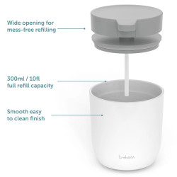 Dispenser sapun lichid Trebonn 3025120, 300 ml, 11x9x9 cm, Actiune prin apasare, Deschidere larga, Alb/Gri