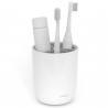 Suport periute de dinti Trebonn 3025100, 11x9x9 cm, 3 compartimente, Detasabil, Alb/Gri