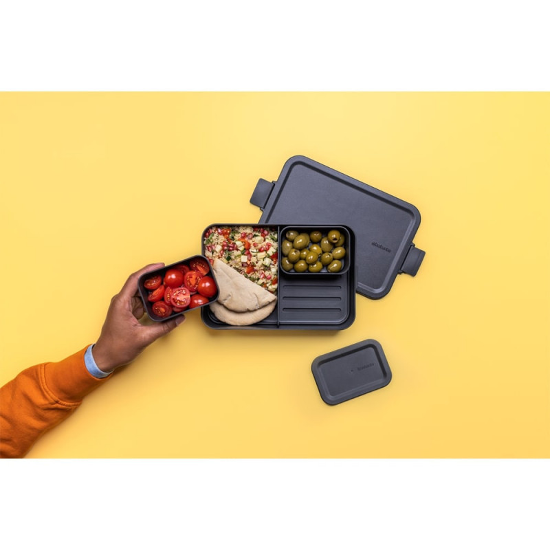 Cutie pentru alimente Brabantia Make&Take 1006290, 2 L, Cu separatoare, Inchidere etansa, Fara BPA, Gri inchis