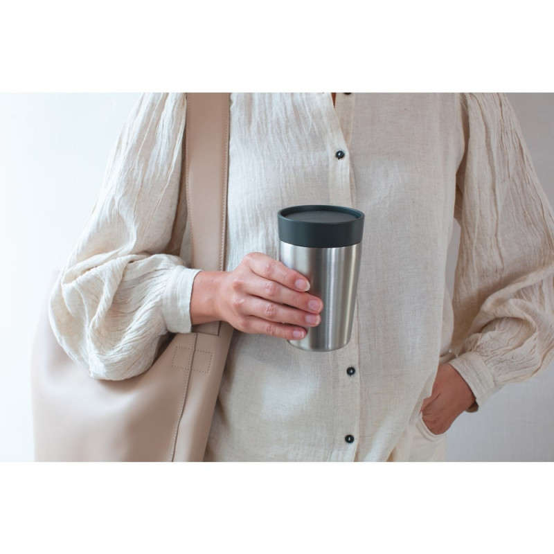 Cana thermos Brabantia Make&Take 1008491, 200 ml, Fara varsare, Fara BPA, Argintiu/Negru