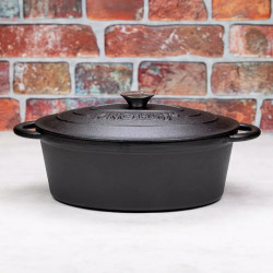 Oala din fonta Kinghoff KH 1477, 4,5 litri, 29 cm, Ovala, Inductie, Negru