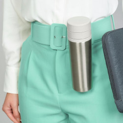 Sticla thermos Brabantia Make&Take 1008488, 500 ml, Perete dublu, Fara BPA, Argintiu/Gri deschis