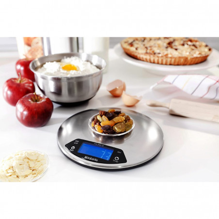 Brabantia Profile 646998, Până la 5 kg, 3 x AAA, TARA, afișaj digital, Inox/Mat