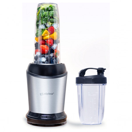 Alpina Nutrition Blender, 4 lame, 1200 W, recipient de 1 L, fără BPA, Inox/Negru