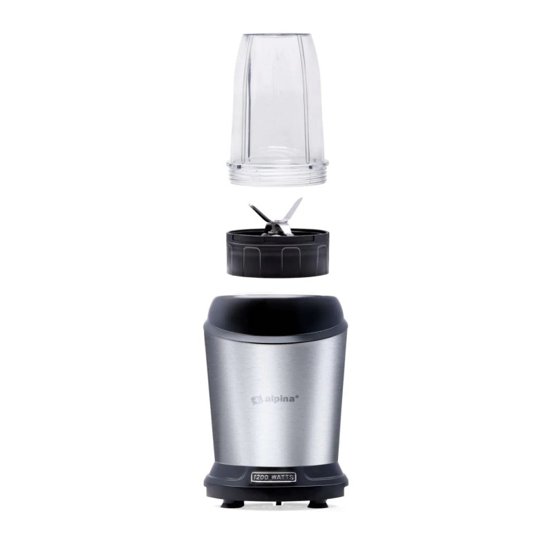 Alpina Nutrition Blender, 4 lame, 1200 W, recipient de 1 L, fără BPA, Inox/Negru