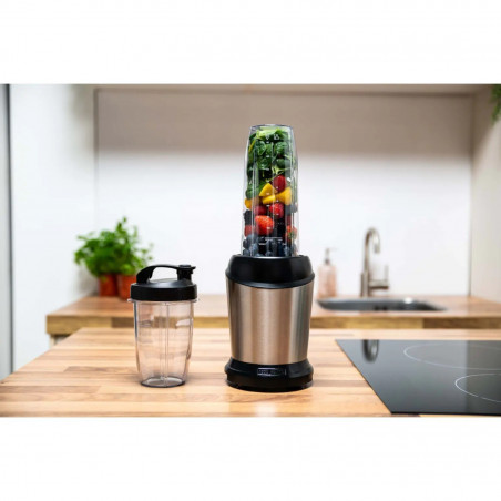 Alpina Nutrition Blender, 4 lame, 1200 W, recipient de 1 L, fără BPA, Inox/Negru