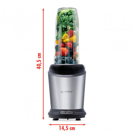 Alpina Nutrition Blender, 4 lame, 1200 W, recipient de 1 L, fără BPA, Inox/Negru
