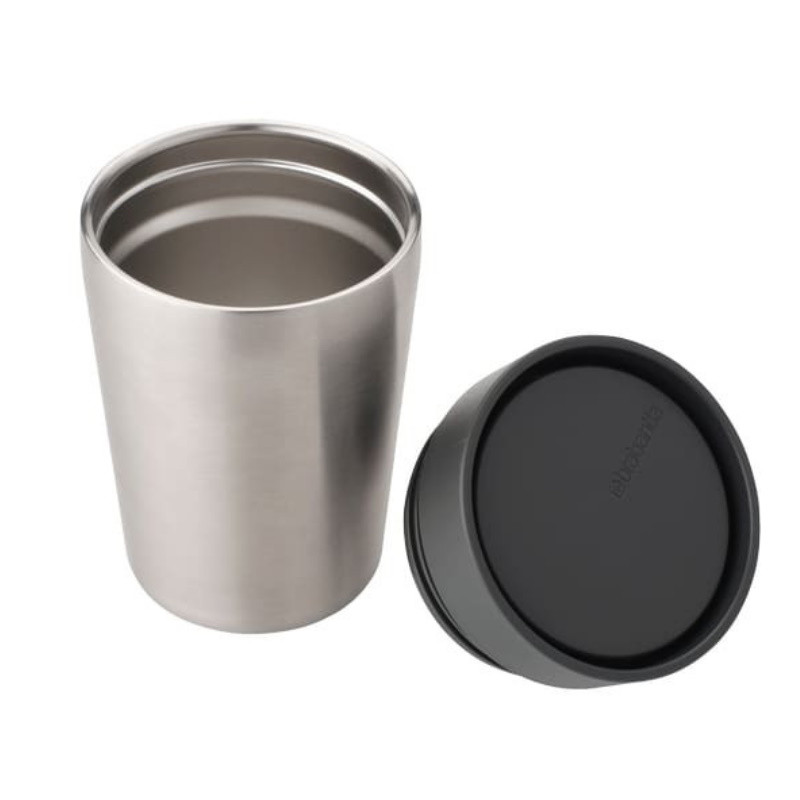 Cana thermos Brabantia Make&Take 1008491, 200 ml, Fara varsare, Fara BPA, Argintiu/Negru