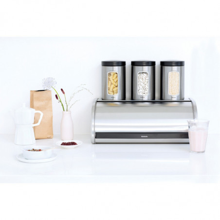 Cutie pentru paine Brabantia Roll Top 646890, 16 L, 44.5x26 cm, Constructie usoara si robusta, Inox/Mat