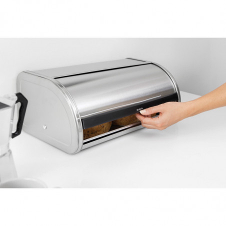 Cutie pentru paine Brabantia Roll Top 646890, 16 L, 44.5x26 cm, Constructie usoara si robusta, Inox/Mat