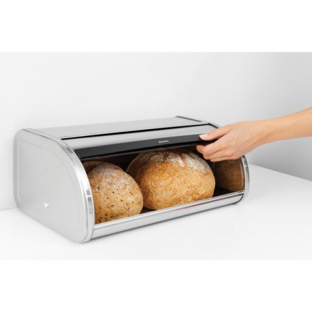 Cutie pentru paine Brabantia Roll Top 646890, 16 L, 44.5x26 cm, Constructie usoara si robusta, Inox/Mat