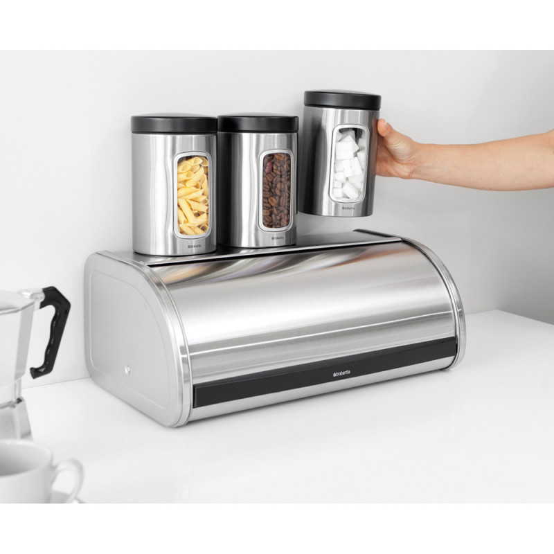 Cutie pentru paine Brabantia Roll Top 646890, 16 L, 44.5x26 cm, Constructie usoara si robusta, Inox/Mat