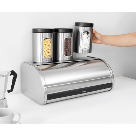Cutie pentru paine Brabantia Roll Top 646890, 16 L, 44.5x26 cm, Constructie usoara si robusta, Inox/Mat