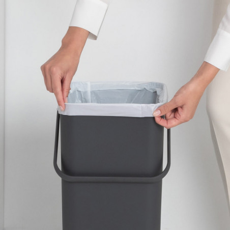 Cos de gunoi colectare selectiva Brabantia Sort&Go 1004140, 40 L, Maner, Montabil pe perete, Gri inchis