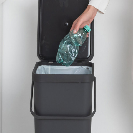 Cos de gunoi colectare selectiva Brabantia Sort&Go 1004140, 40 L, Maner, Montabil pe perete, Gri inchis